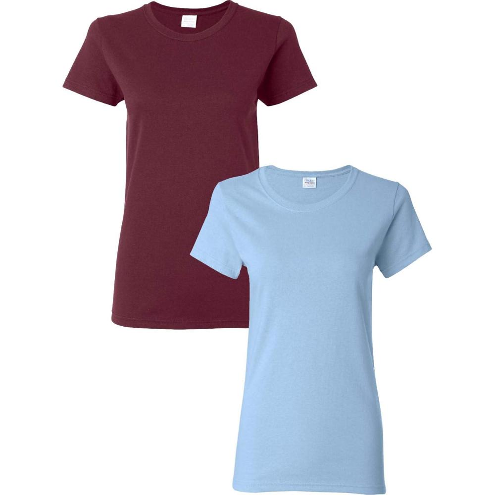 imageGildan Womens Heavy Cotton TShirt Style G5000L 2PackMaroonLightblue