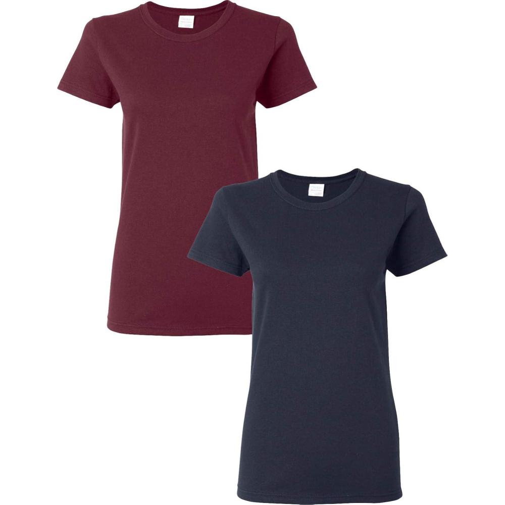 imageGildan Womens Heavy Cotton TShirt Style G5000L 2PackMaroonNavy