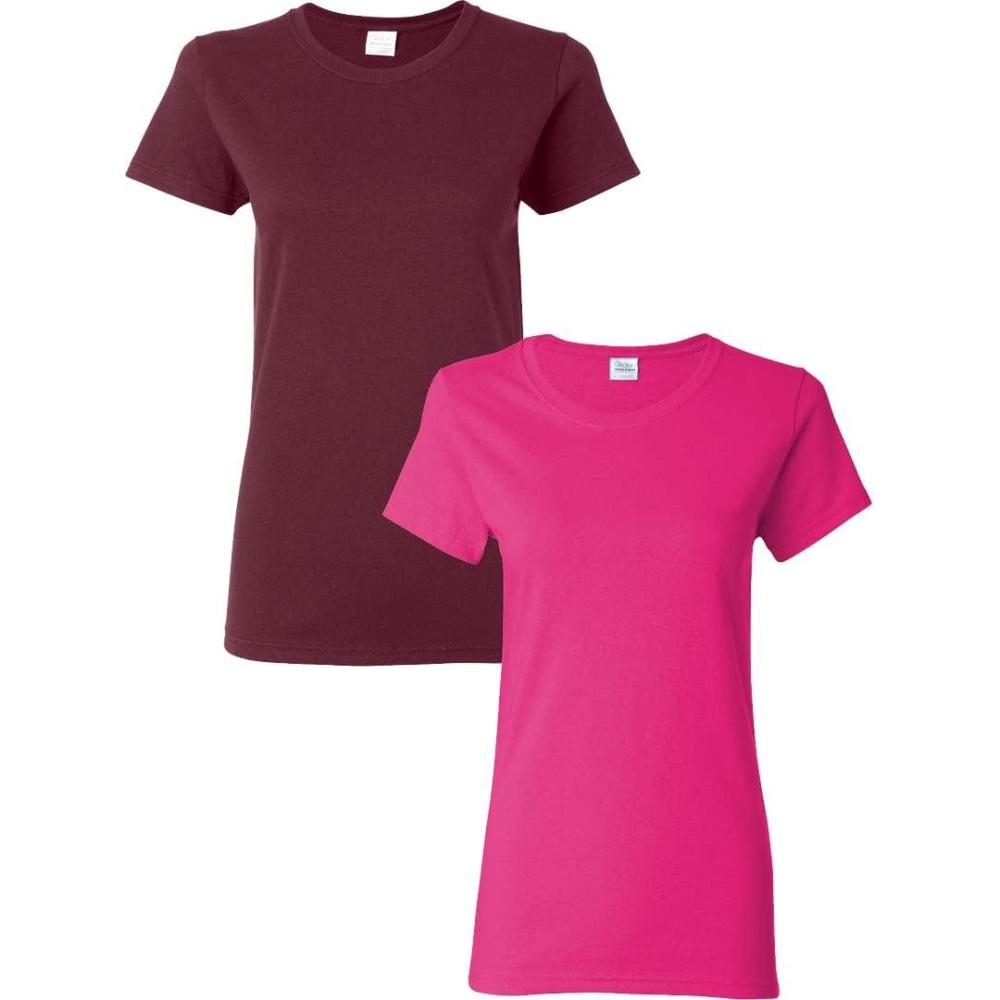 imageGildan Womens Heavy Cotton TShirt Style G5000L 2PackMaroonheliconia