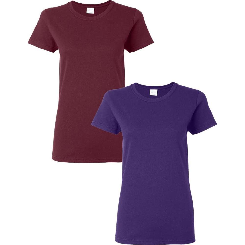 imageGildan Womens Heavy Cotton TShirt Style G5000L 2PackMaroonpurple