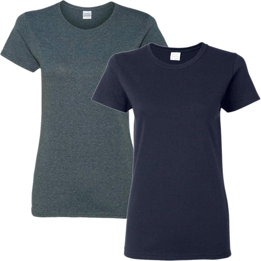 imageGildan Womens Heavy Cotton TShirt Style G5000L 2PackNavydarkheather