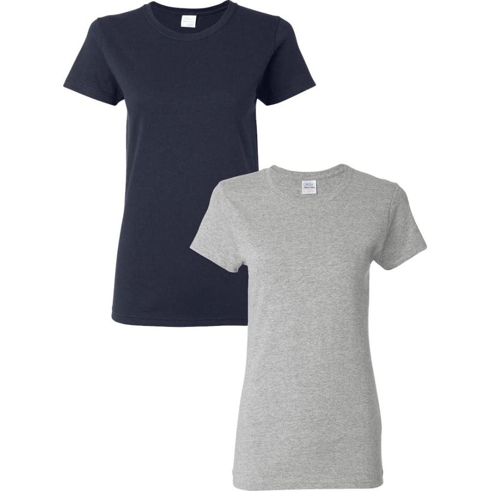 imageGildan Womens Heavy Cotton TShirt Style G5000L 2PackNavysportgrey