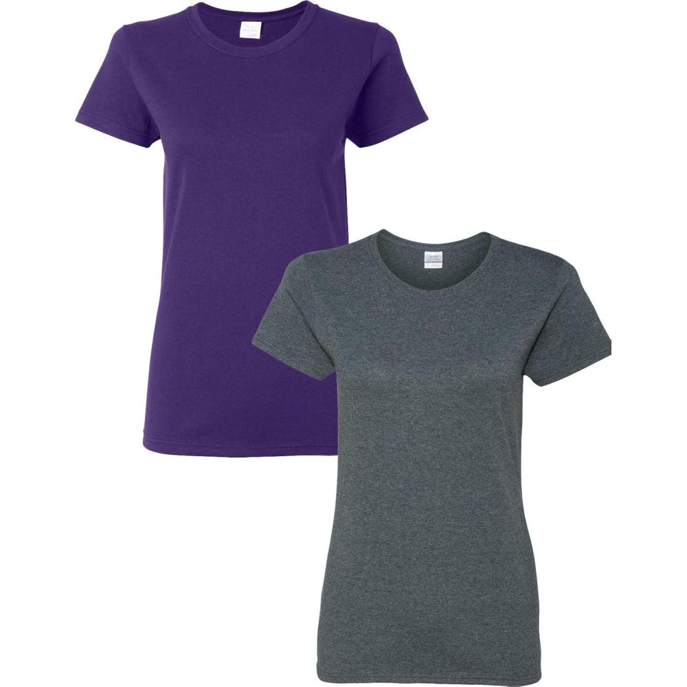 imageGildan Womens Heavy Cotton TShirt Style G5000L 2PackPurpleDarkheather