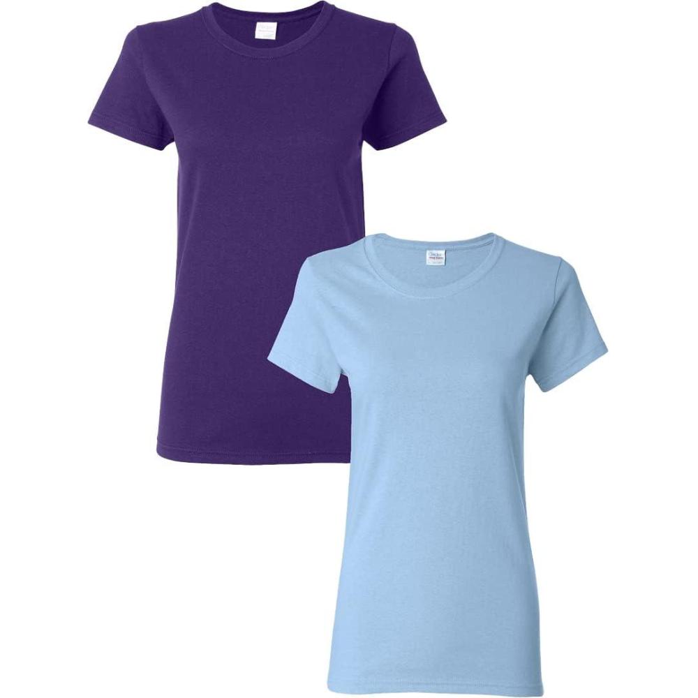 imageGildan Womens Heavy Cotton TShirt Style G5000L 2PackPurplelightblue