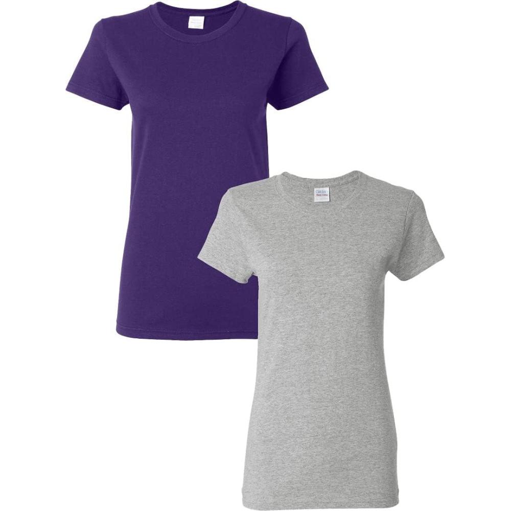 imageGildan Womens Heavy Cotton TShirt Style G5000L 2PackPurplesportgrey