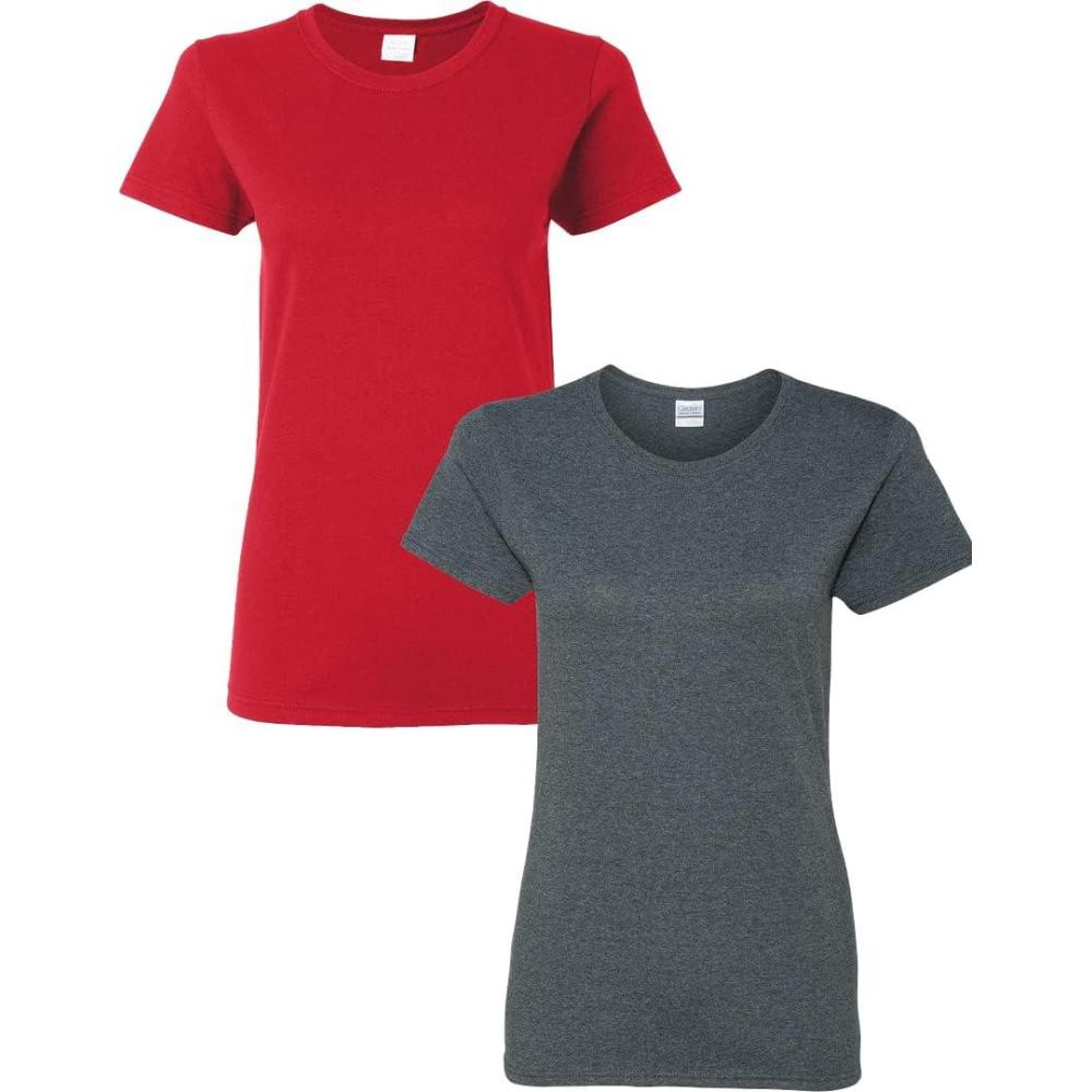 imageGildan Womens Heavy Cotton TShirt Style G5000L 2PackReddarkheather
