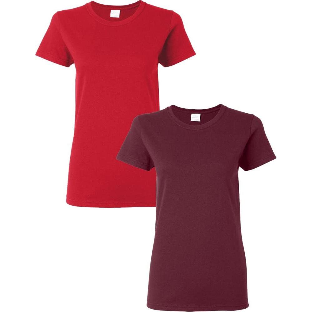 imageGildan Womens Heavy Cotton TShirt Style G5000L 2PackRedmaroon