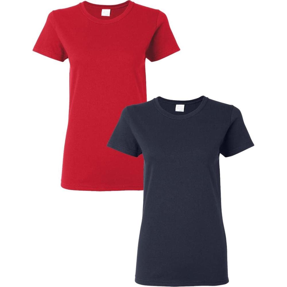 imageGildan Womens Heavy Cotton TShirt Style G5000L 2PackRednavy