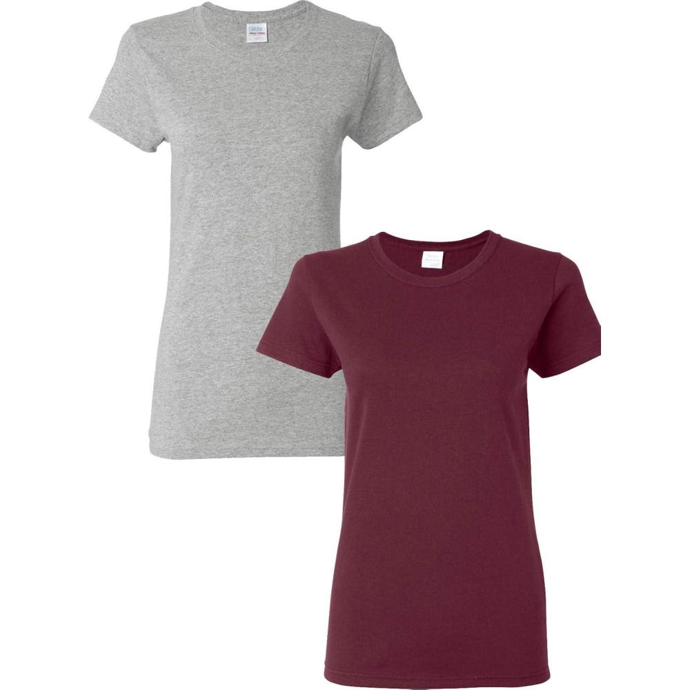 imageGildan Womens Heavy Cotton TShirt Style G5000L 2PackSportgreyMaroon