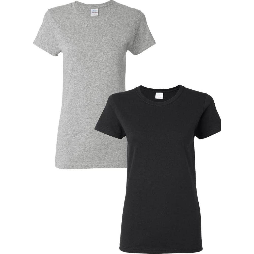 imageGildan Womens Heavy Cotton TShirt Style G5000L 2PackSportgreyblack