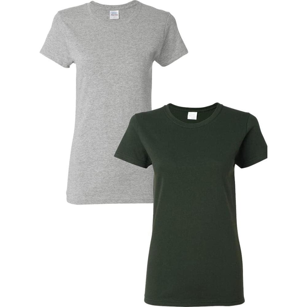 imageGildan Womens Heavy Cotton TShirt Style G5000L 2PackSportgreyforestgreen