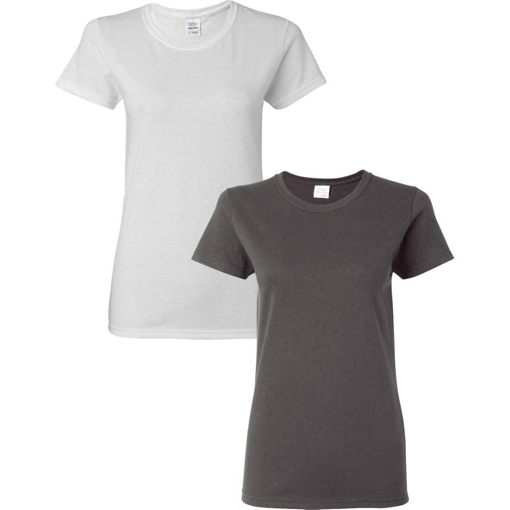 imageGildan Womens Heavy Cotton TShirt Style G5000L 2PackWhiteCharcoal