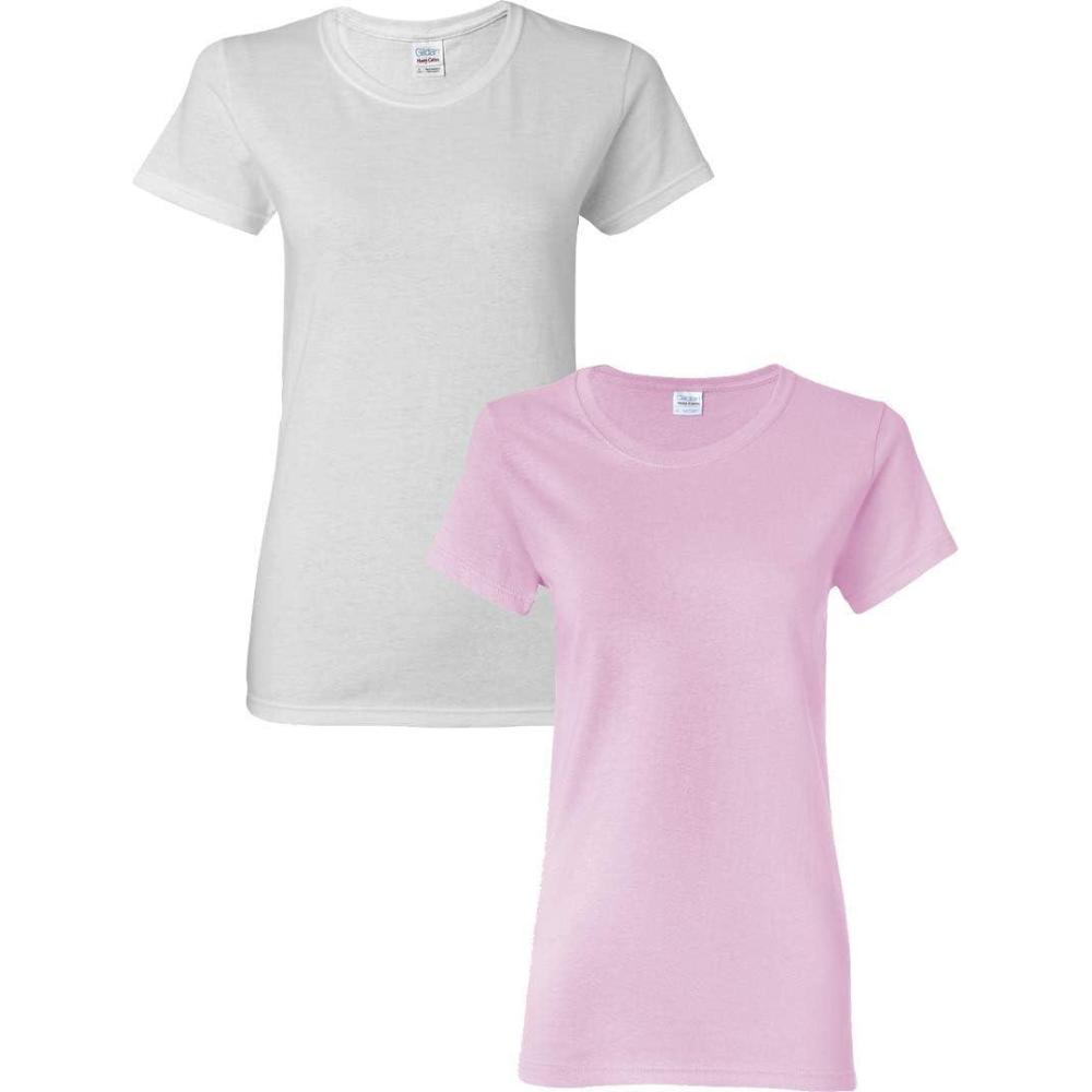 imageGildan Womens Heavy Cotton TShirt Style G5000L 2PackWhiteLightpink
