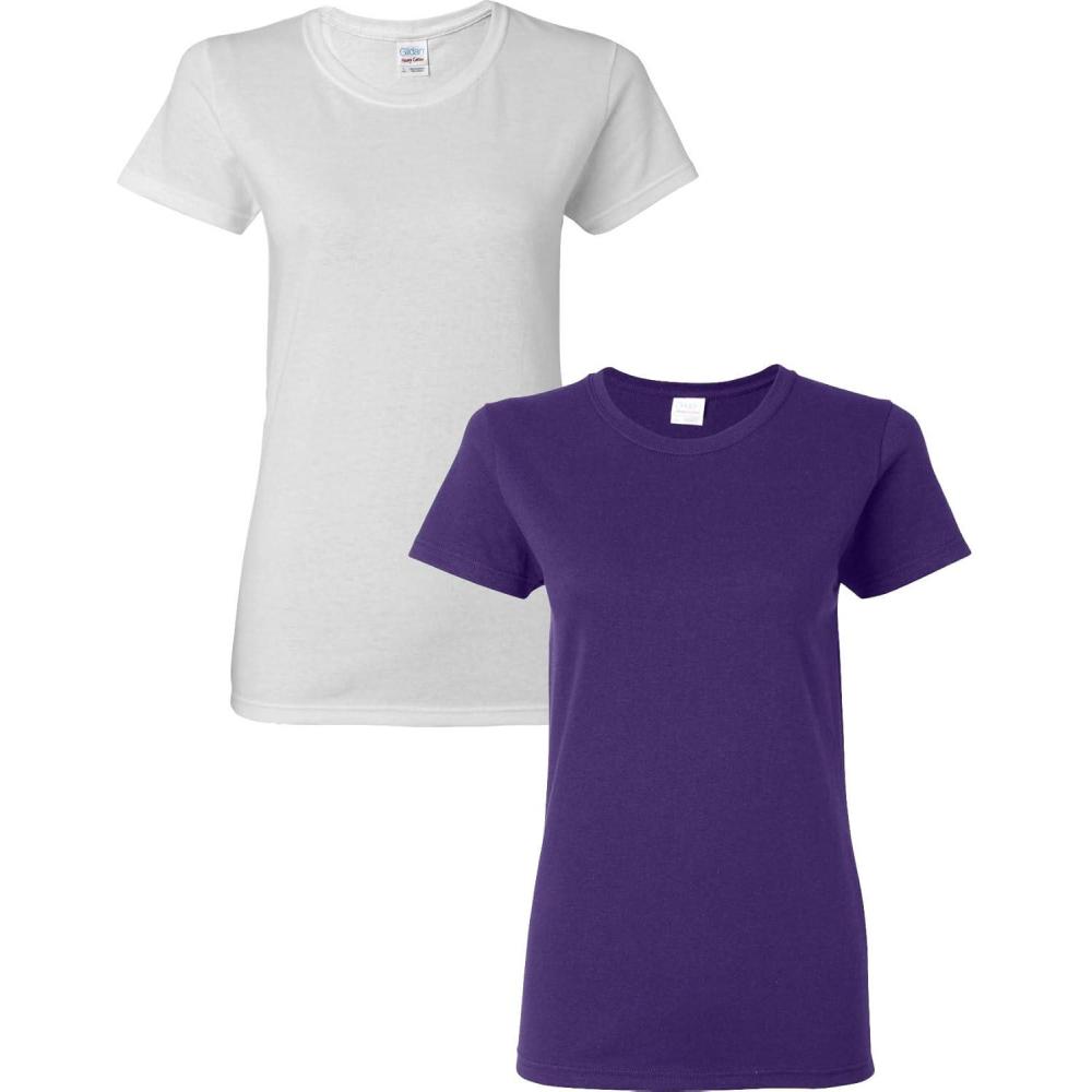 imageGildan Womens Heavy Cotton TShirt Style G5000L 2PackWhitePurple