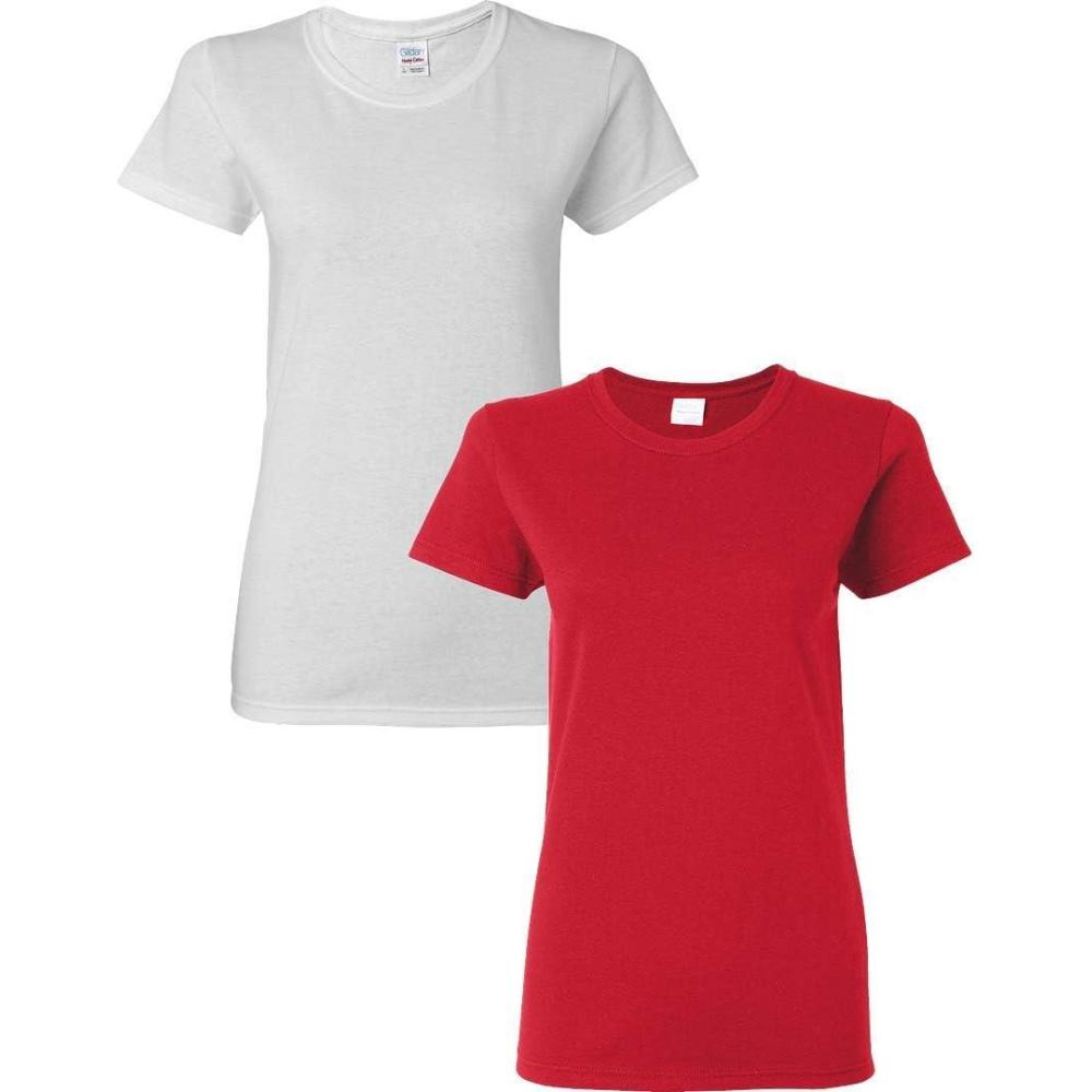 imageGildan Womens Heavy Cotton TShirt Style G5000L 2PackWhiteRed
