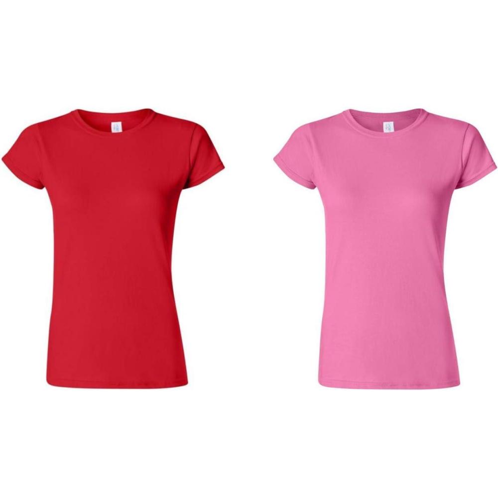 imageGildan Womens Softstyle Cotton TShirt Style G64000l Multipack1 Azalea 1 Cherry Red