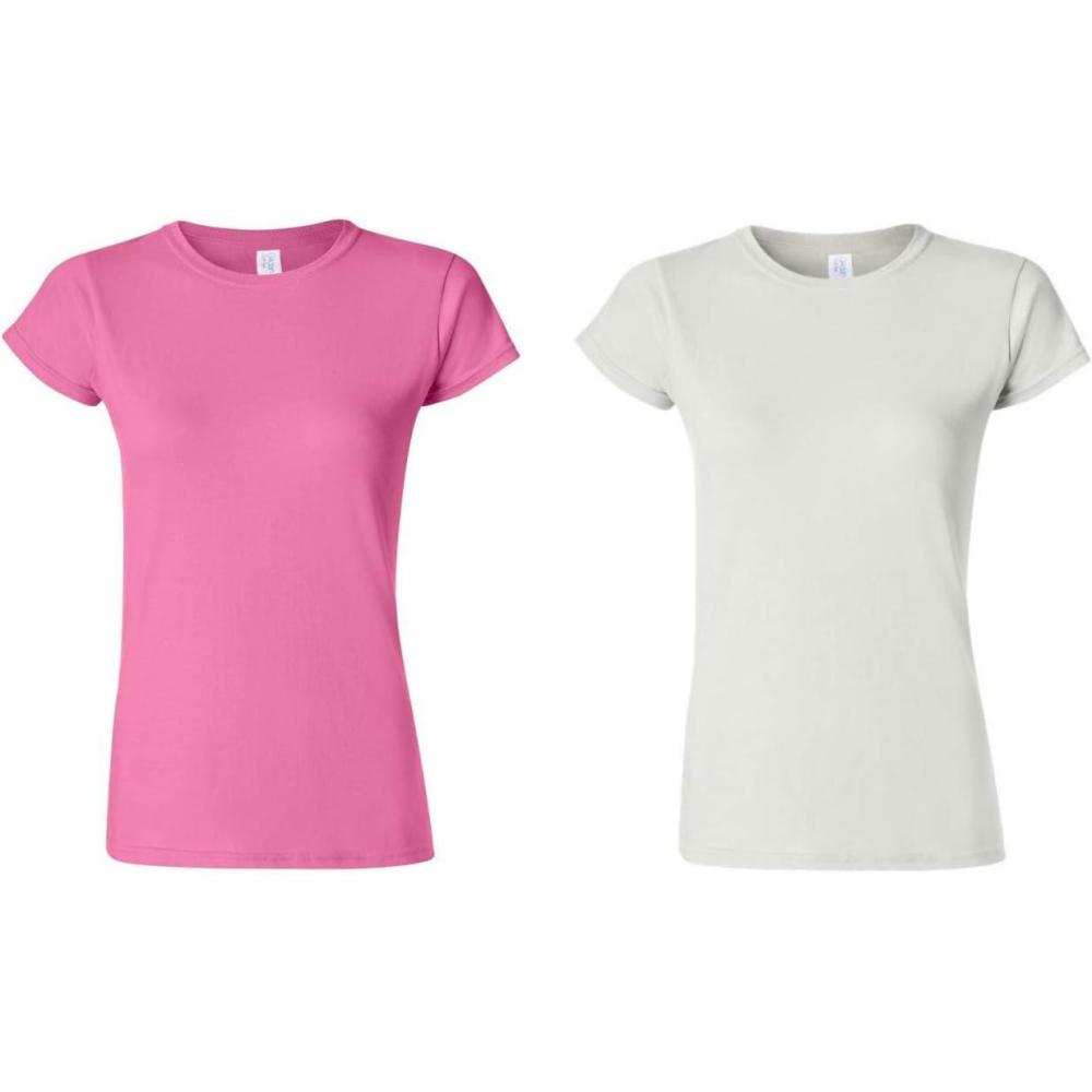 imageGildan Womens Softstyle Cotton TShirt Style G64000l Multipack1 White 1 Royal