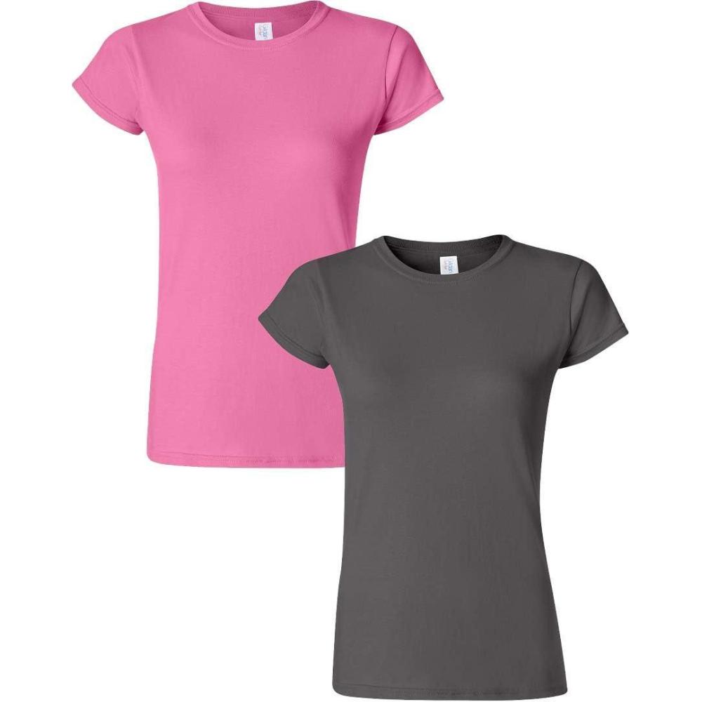 imageGildan Womens Softstyle Cotton TShirt Style G64000l MultipackAzaleacharcoal