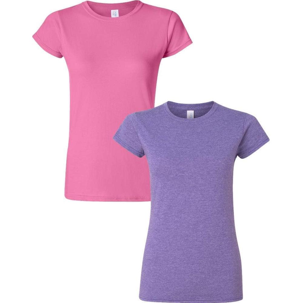 imageGildan Womens Softstyle Cotton TShirt Style G64000l MultipackAzaleaheatherpurple