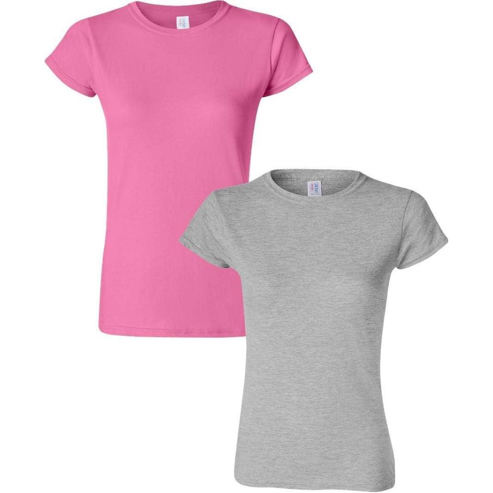 imageGildan Womens Softstyle Cotton TShirt Style G64000l MultipackAzaleasportgray