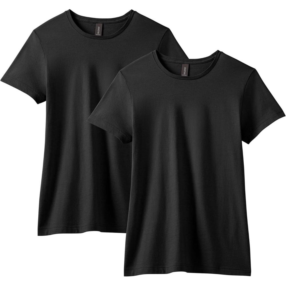 imageGildan Womens Softstyle Cotton TShirt Style G64000l MultipackBlack 2pack