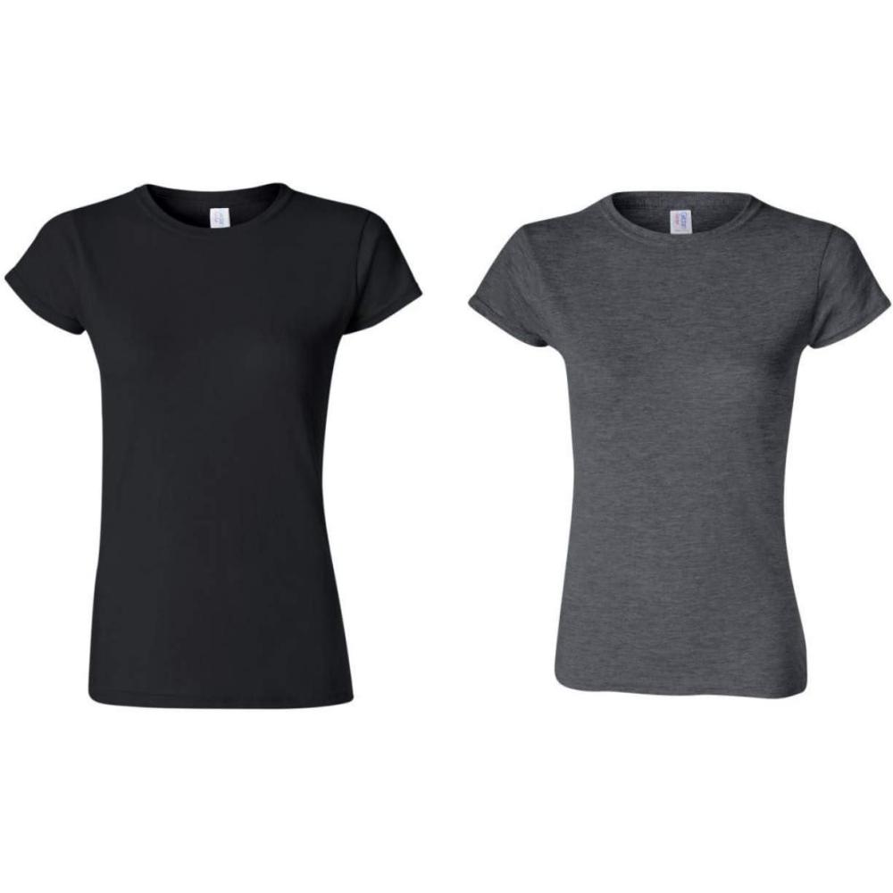 imageGildan Womens Softstyle Cotton TShirt Style G64000l MultipackBlackDark Heather