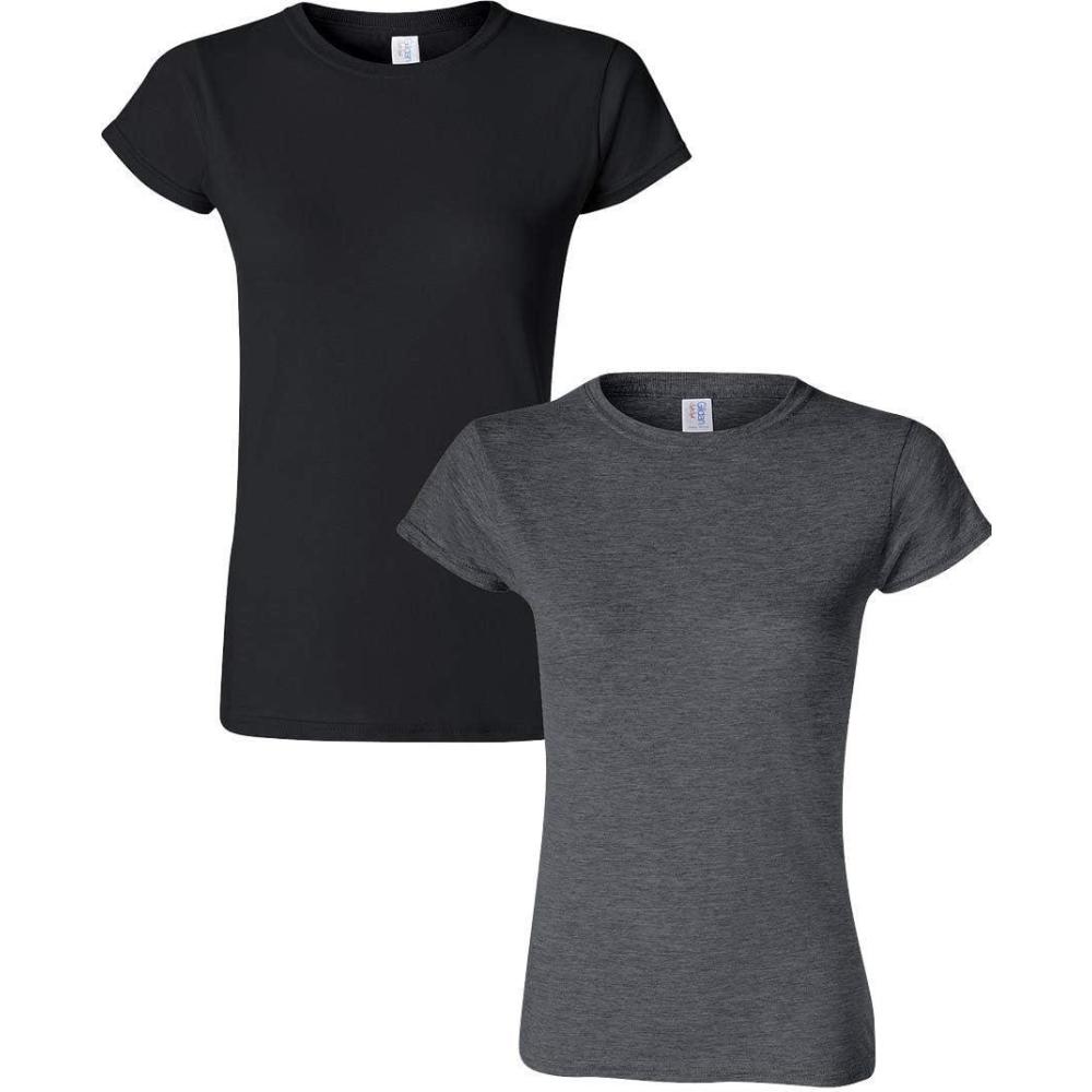 imageGildan Womens Softstyle Cotton TShirt Style G64000l MultipackBlackdarkheather