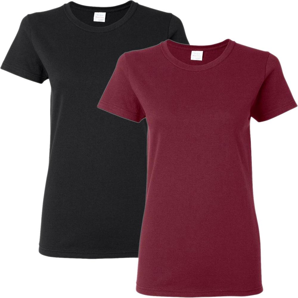 imageGildan Womens Softstyle Cotton TShirt Style G64000l MultipackBlackmaroon