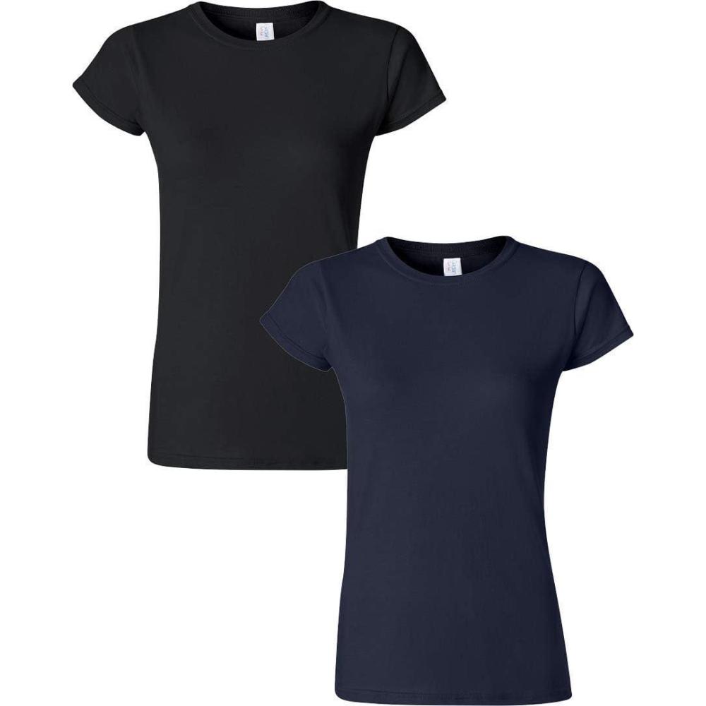 imageGildan Womens Softstyle Cotton TShirt Style G64000l MultipackBlacknavy