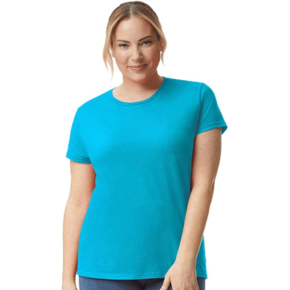 imageGildan Womens Softstyle Cotton TShirt Style G64000l MultipackCarribean Blue 2pack