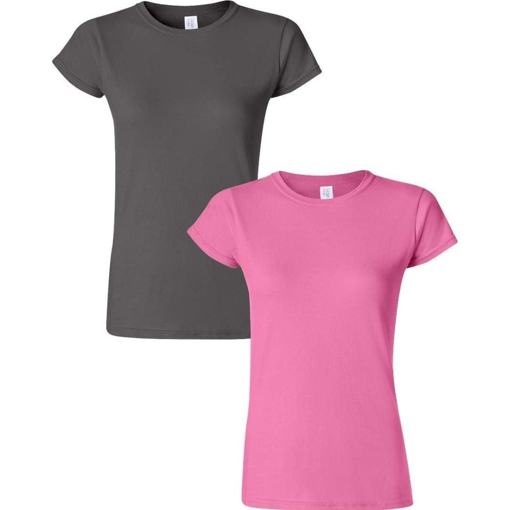 imageGildan Womens Softstyle Cotton TShirt Style G64000l MultipackCharcoalazalea