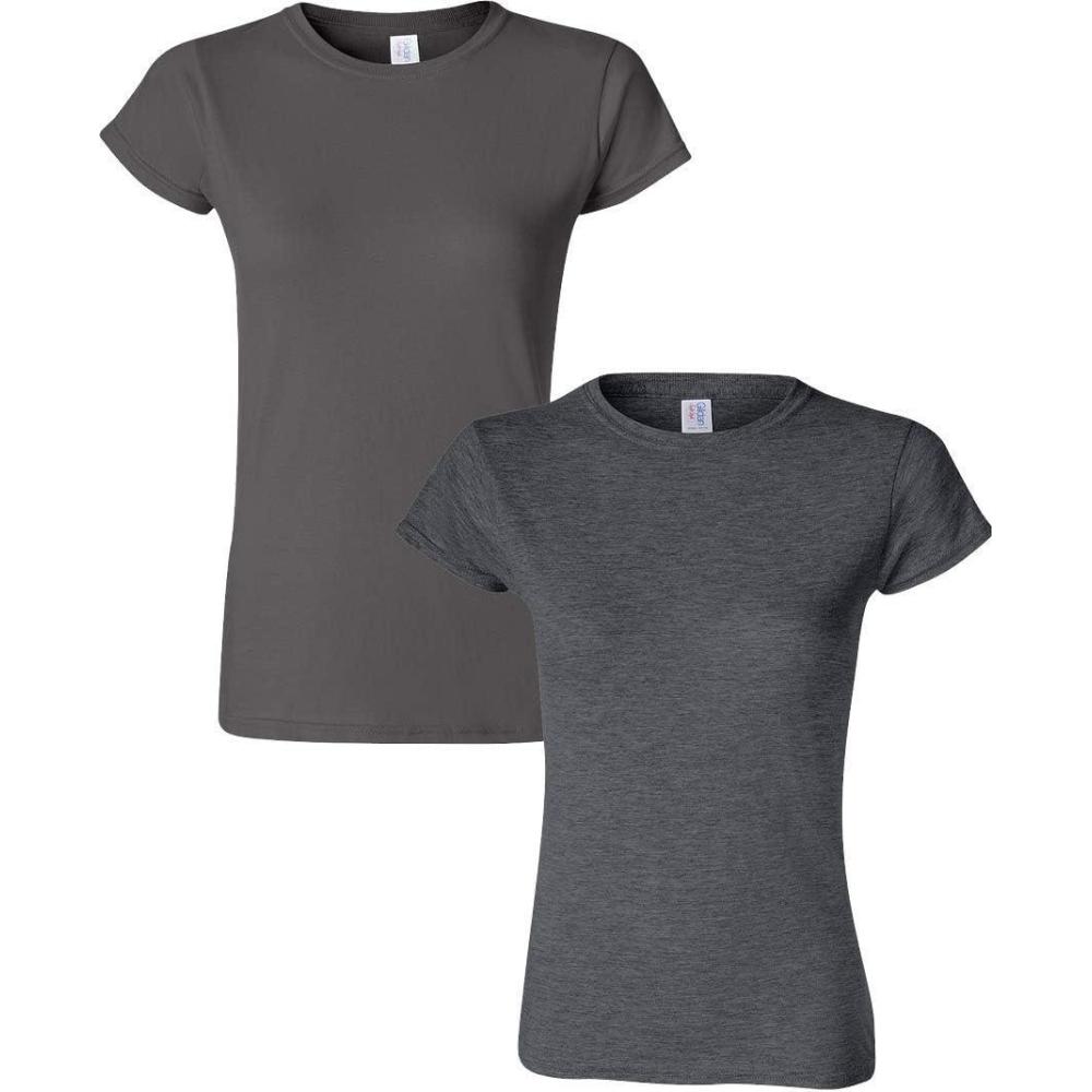 imageGildan Womens Softstyle Cotton TShirt Style G64000l MultipackCharcoaldarkheather