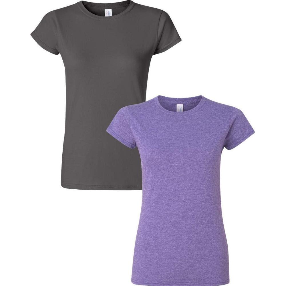 imageGildan Womens Softstyle Cotton TShirt Style G64000l MultipackCharcoalheatherpurple