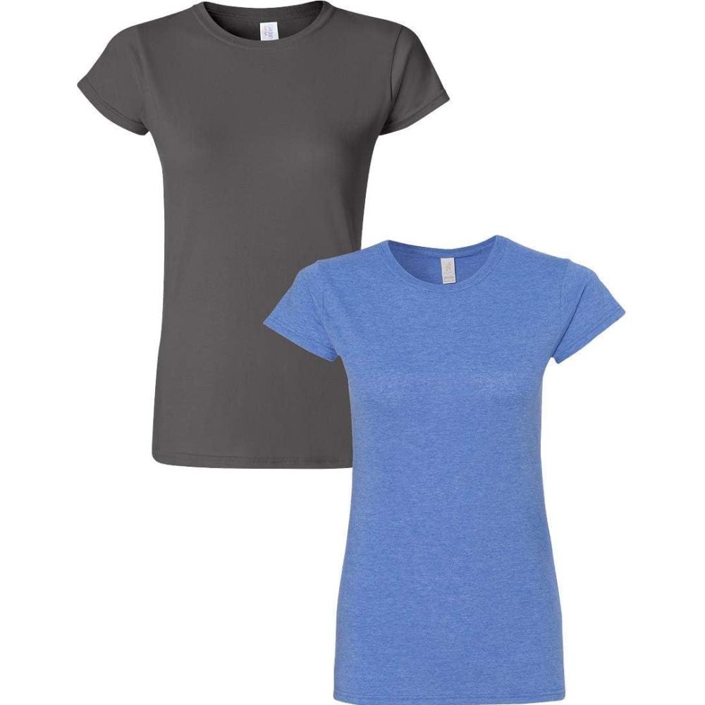 imageGildan Womens Softstyle Cotton TShirt Style G64000l MultipackCharcoalheatherroyal
