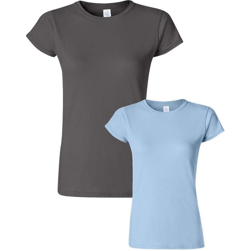 imageGildan Womens Softstyle Cotton TShirt Style G64000l MultipackCharcoallightblue
