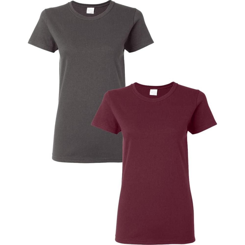 imageGildan Womens Softstyle Cotton TShirt Style G64000l MultipackCharcoalmaroon