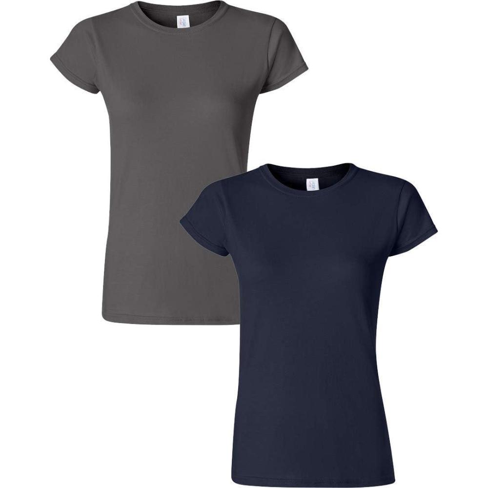 imageGildan Womens Softstyle Cotton TShirt Style G64000l MultipackCharcoalnavy