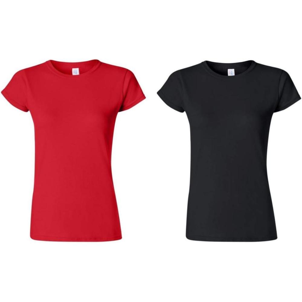 imageGildan Womens Softstyle Cotton TShirt Style G64000l MultipackCherryredblack