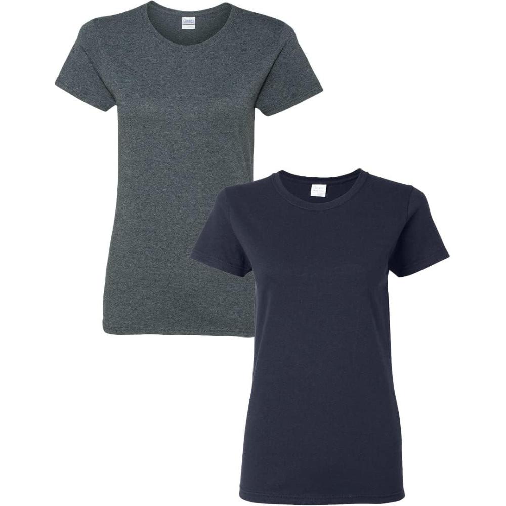 imageGildan Womens Softstyle Cotton TShirt Style G64000l MultipackDark Heathernavy