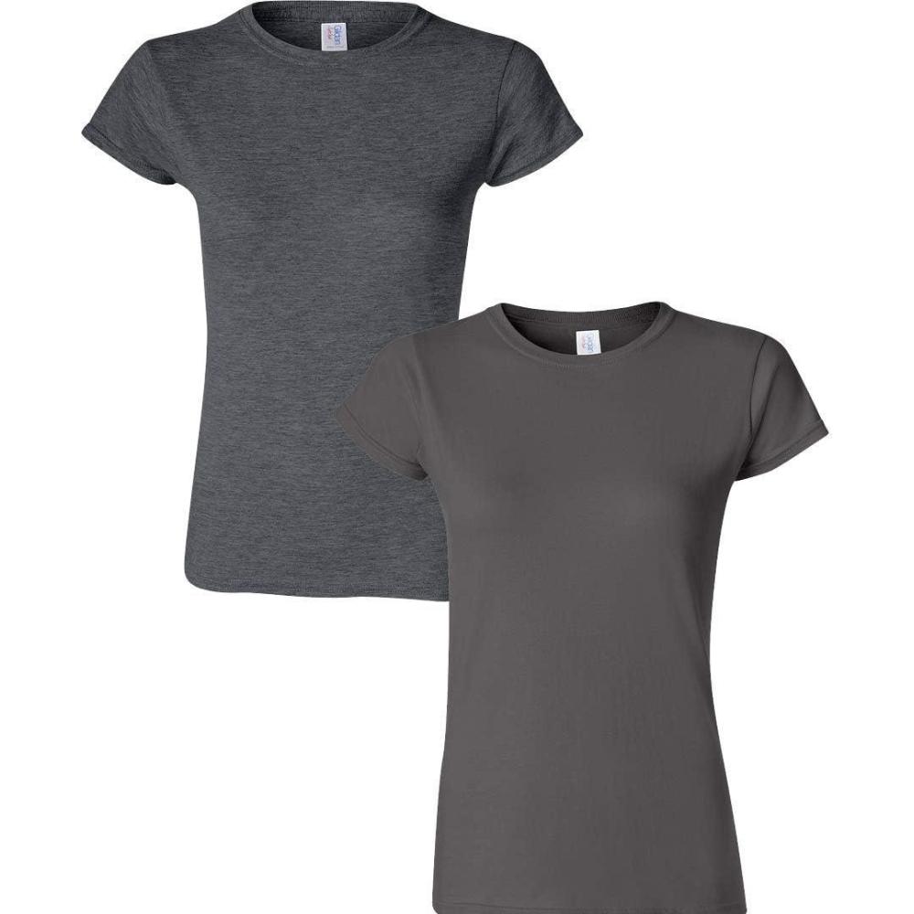 imageGildan Womens Softstyle Cotton TShirt Style G64000l MultipackDarkheathercharcoal