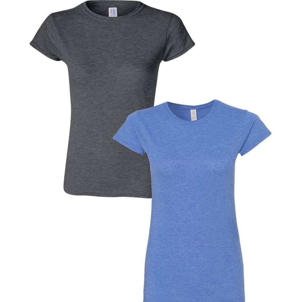 imageGildan Womens Softstyle Cotton TShirt Style G64000l MultipackDarkheatherheatherroyal