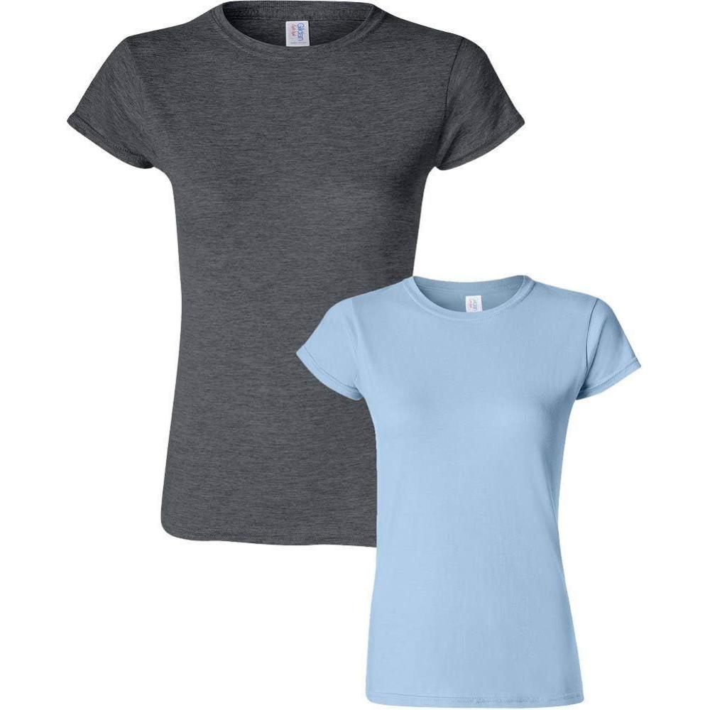 imageGildan Womens Softstyle Cotton TShirt Style G64000l MultipackDarkheatherlightblue