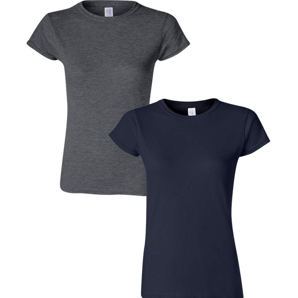 imageGildan Womens Softstyle Cotton TShirt Style G64000l MultipackDarkheathernavy