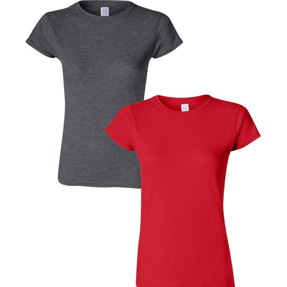 imageGildan Womens Softstyle Cotton TShirt Style G64000l MultipackDarkheatherred