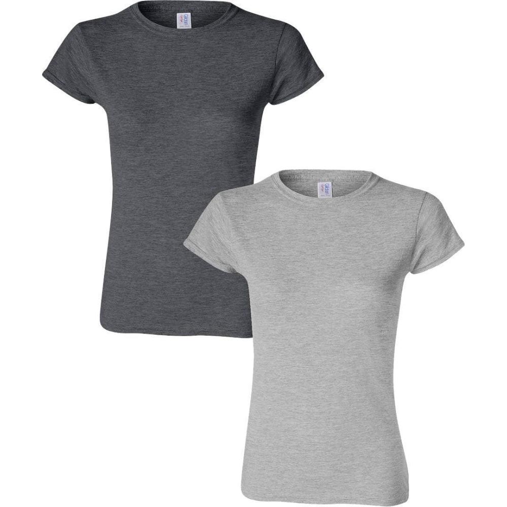 imageGildan Womens Softstyle Cotton TShirt Style G64000l MultipackDarkheathersportgray
