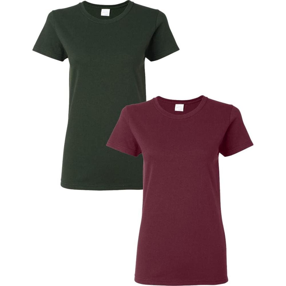 imageGildan Womens Softstyle Cotton TShirt Style G64000l MultipackForest Greenmaroon