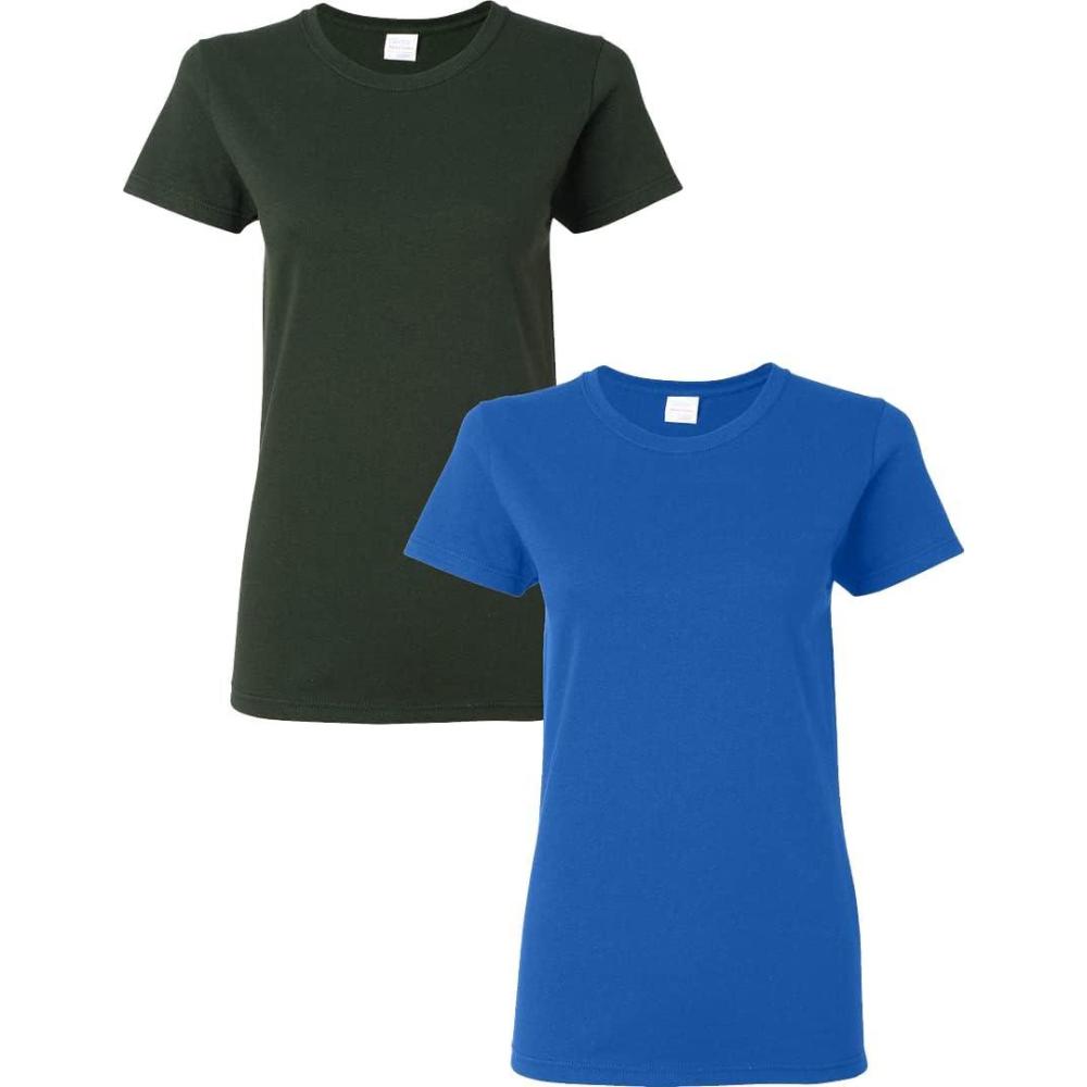 imageGildan Womens Softstyle Cotton TShirt Style G64000l MultipackForestgreenroyal