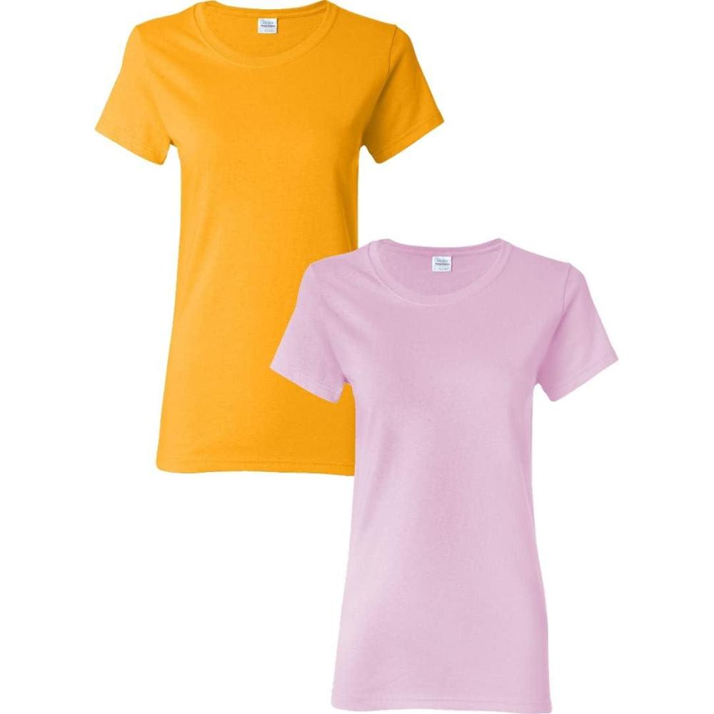 imageGildan Womens Softstyle Cotton TShirt Style G64000l MultipackGoldlightpink