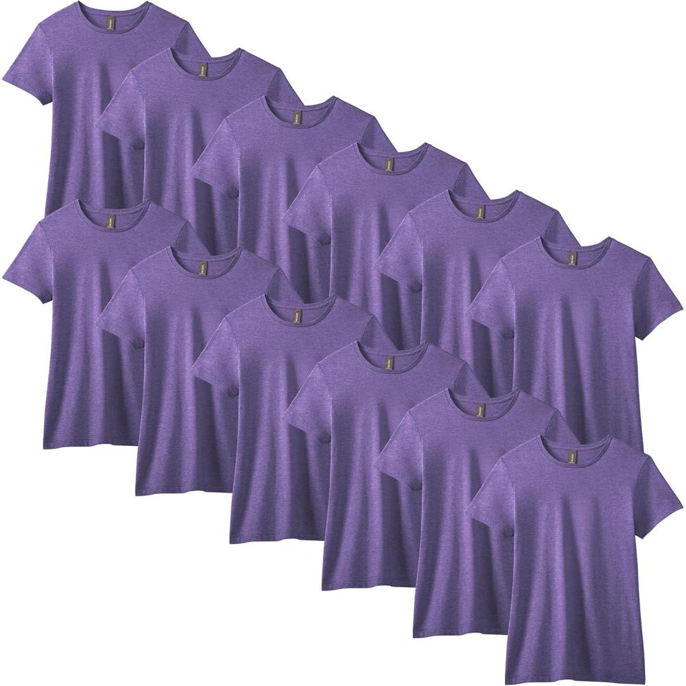 imageGildan Womens Softstyle Cotton TShirt Style G64000l MultipackHeather Purple 12pack