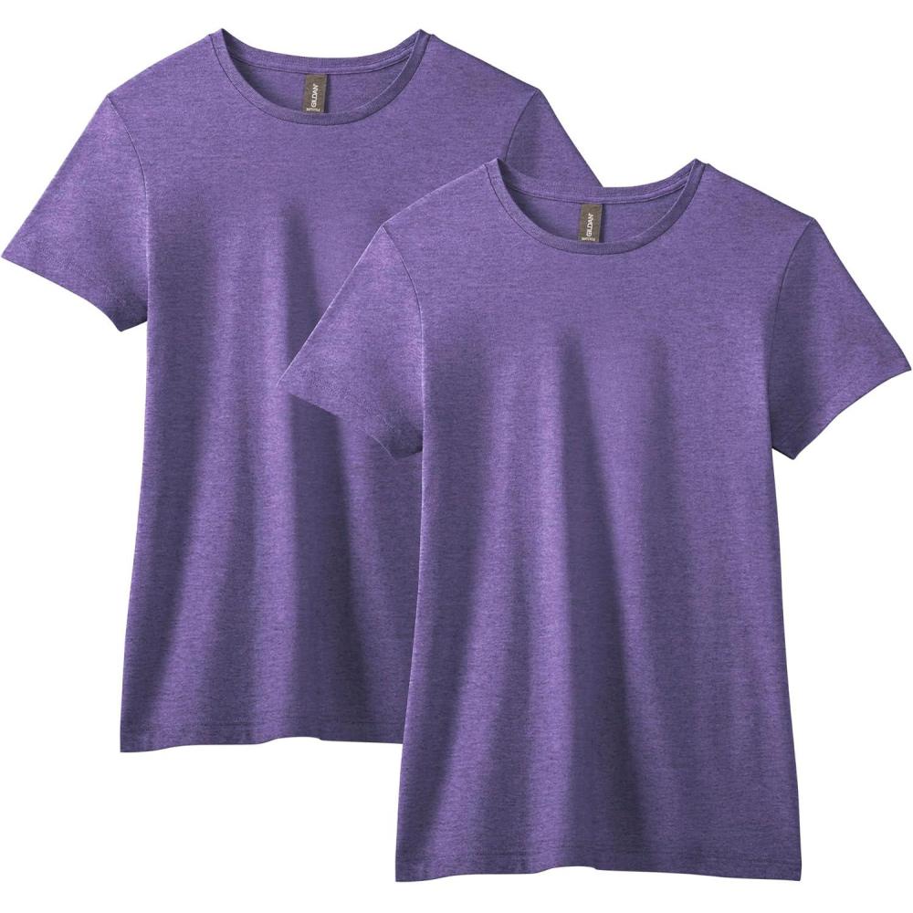 imageGildan Womens Softstyle Cotton TShirt Style G64000l MultipackHeather Purple 2pack